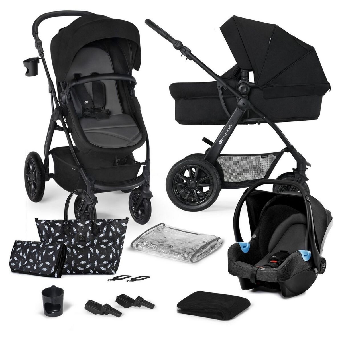 LITTLE WORLD Poussette combinée 3 en 1 City Walker noire pas cher