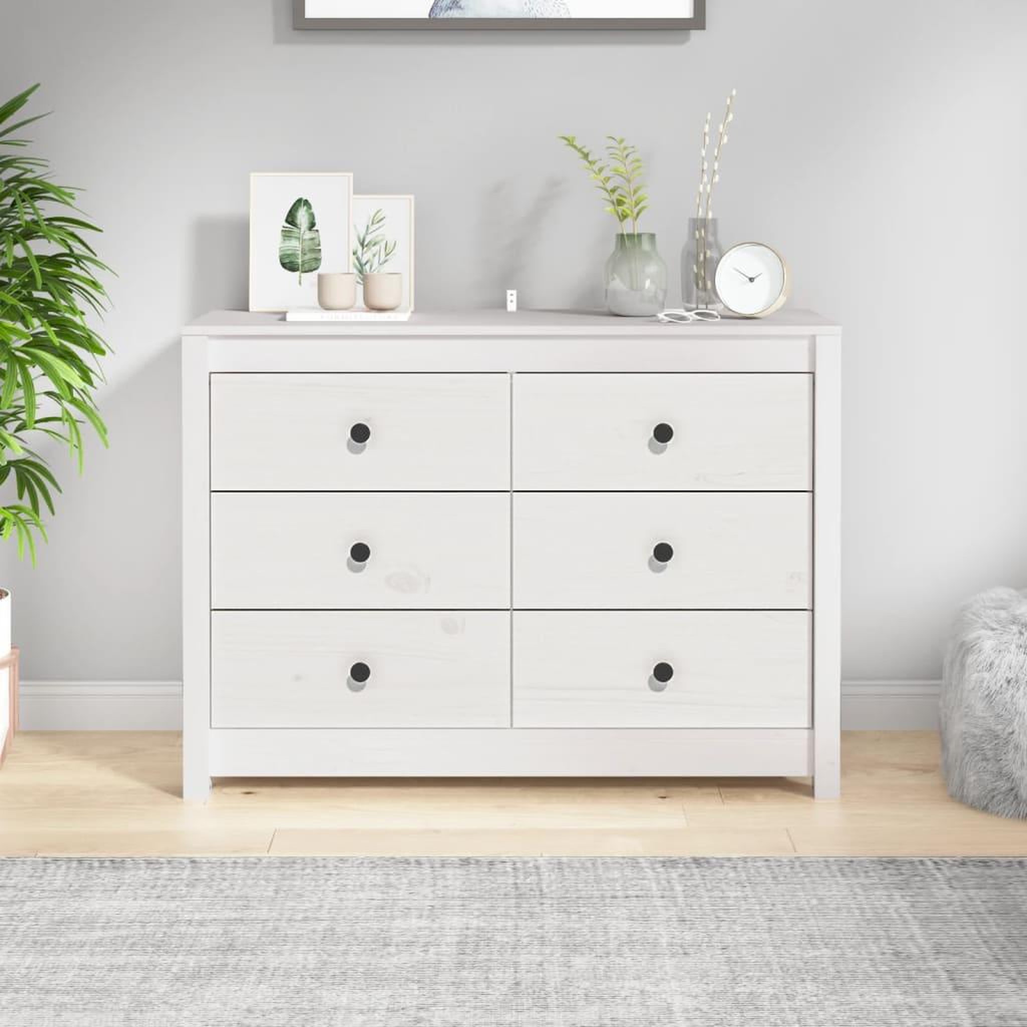 Voir la diapositive 1 : VIDAXL Armoire laterale Blanc 100x40x72 cm Bois de pin massif