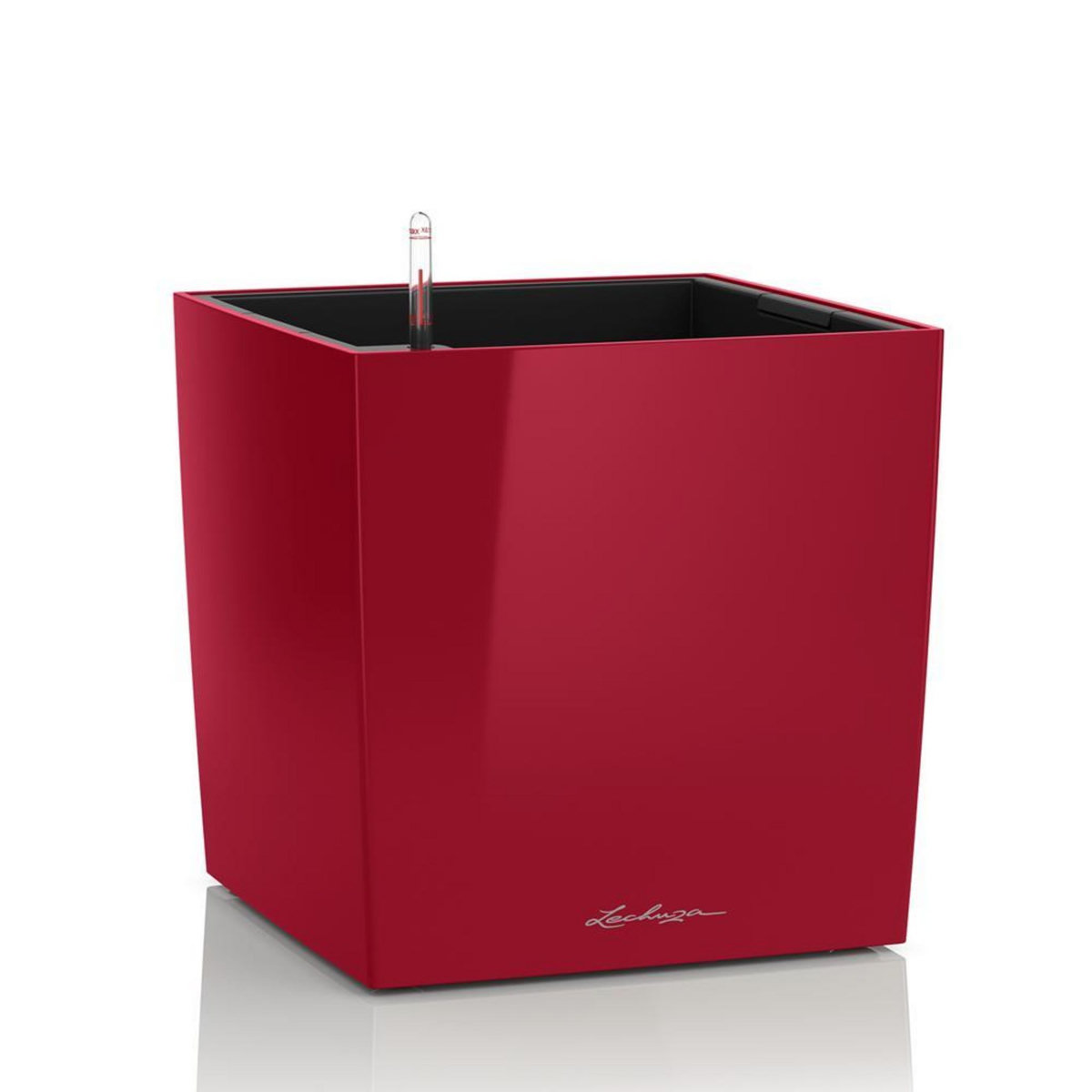 LECHUZA Cube Premium 40 - kit complet, rouge scarlet brillant 40 cm