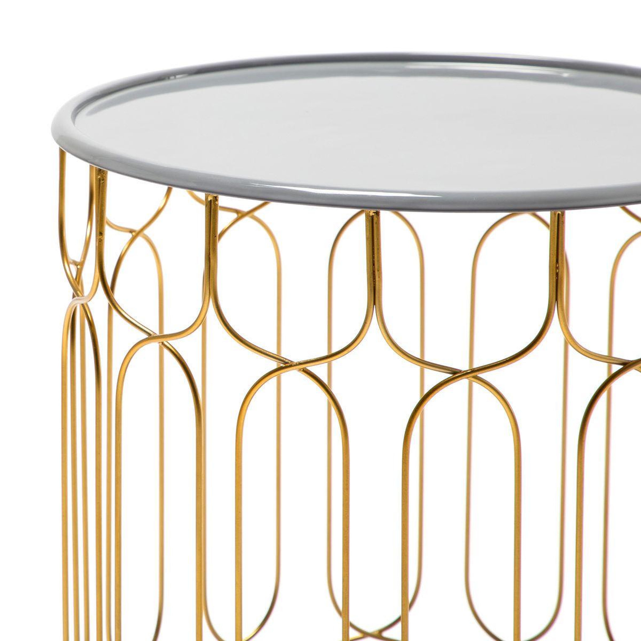 Voir la diapositive 3 : Paris Prix Lot de 2 tables d'appoint déco  timba  49cm gris & prune