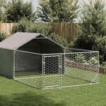 VIDAXL Niche d'exterieur pour chien enclos 7x2x1,5 m acier galvanise