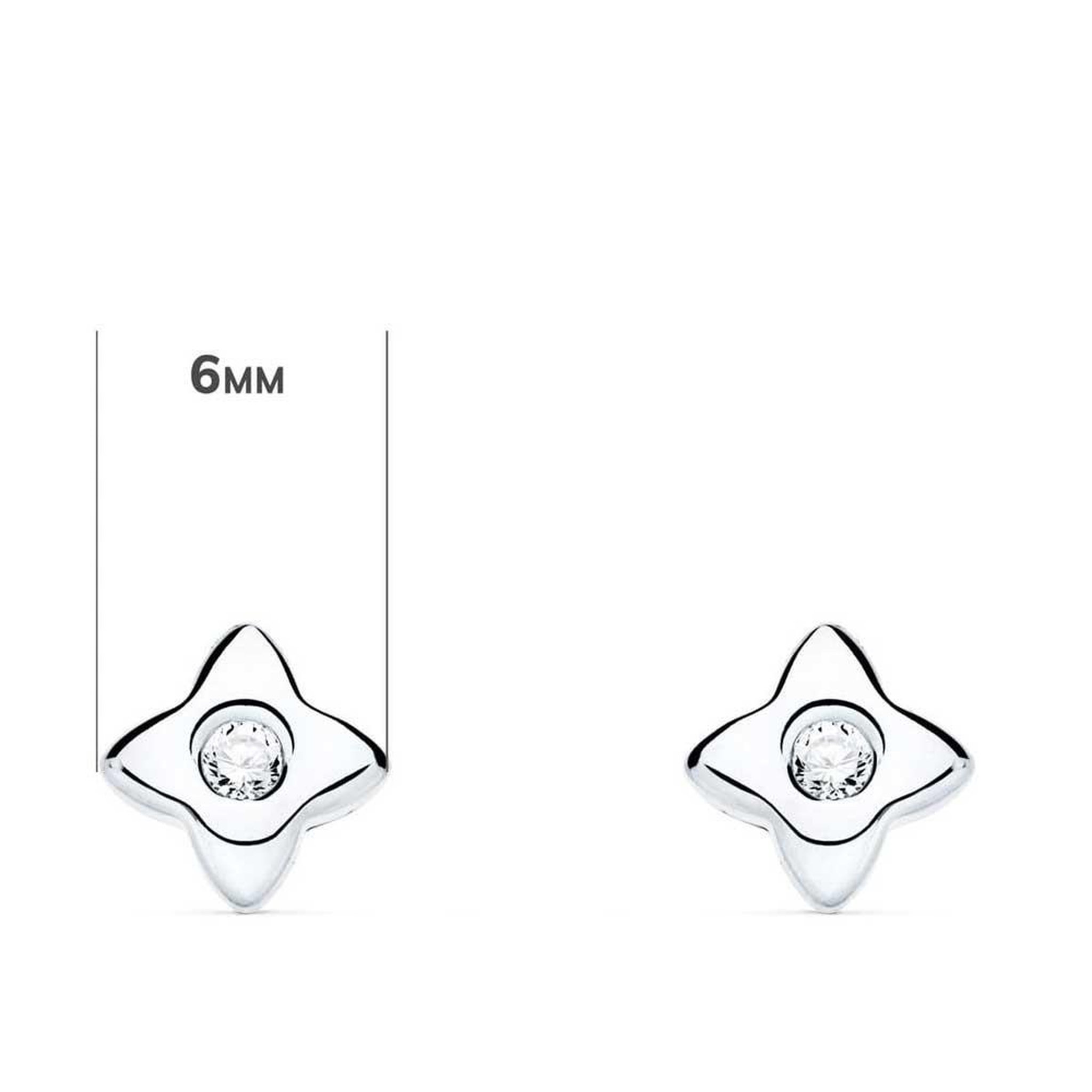Voir la diapositive 2 : L'ATELIER D'AZUR Boucles d'Oreilles Etoiles Solitaires Diamants de Synthèse 0.10 Carats - Or 18 Carats 750 Blanc
