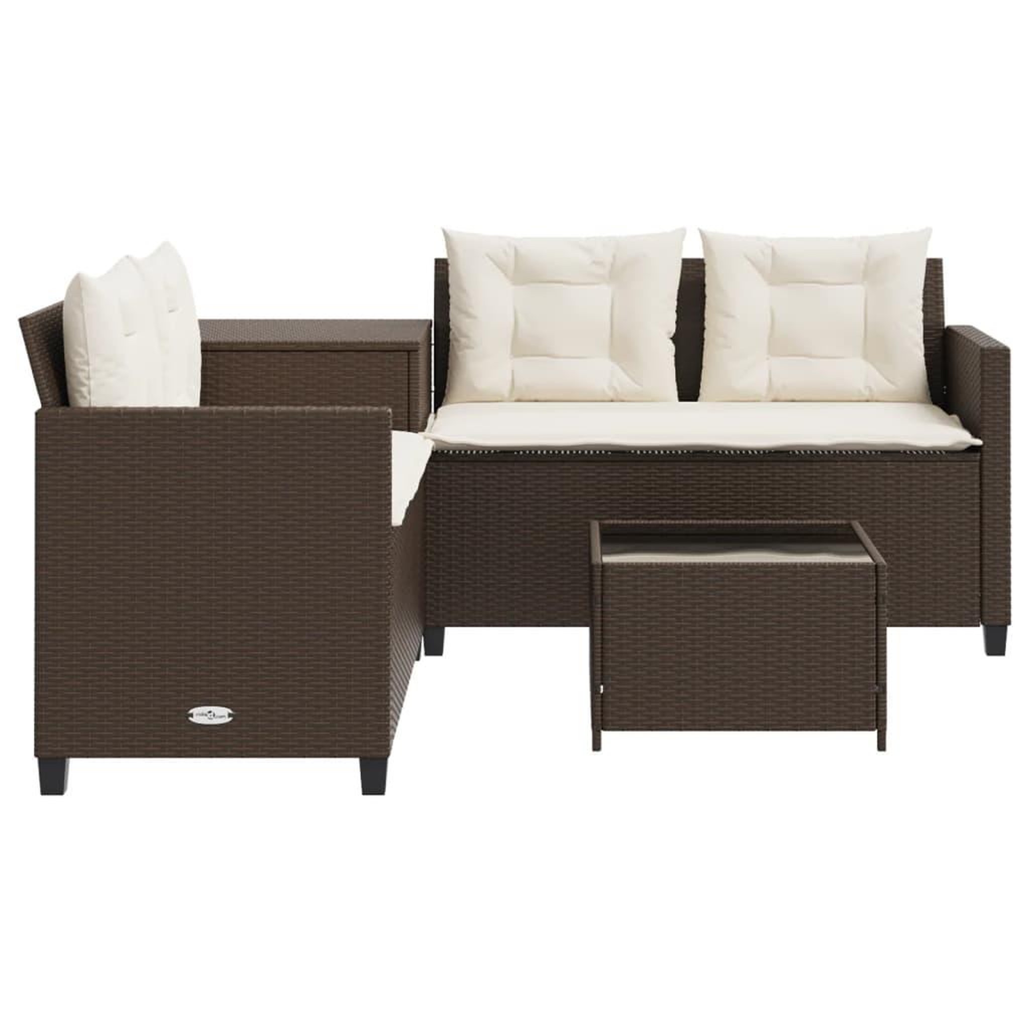Voir la diapositive 5 : VIDAXL Canape de jardin avec table et coussins en forme de L marron