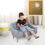 HOMCOM Fauteuil enfant design scandinave grand confort dossier capitonné 10 boutons piètement effilé aspect bois clair revêtement lin gris clair