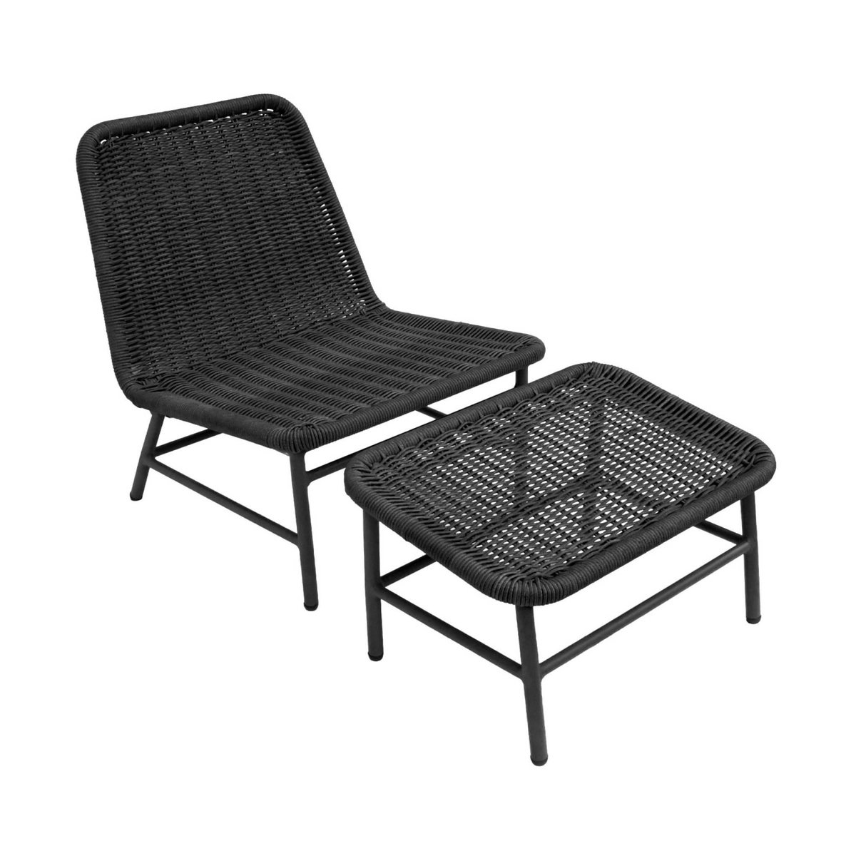 SWEEEK Fauteuil relax et repose pied aluminium et corde - Laguna