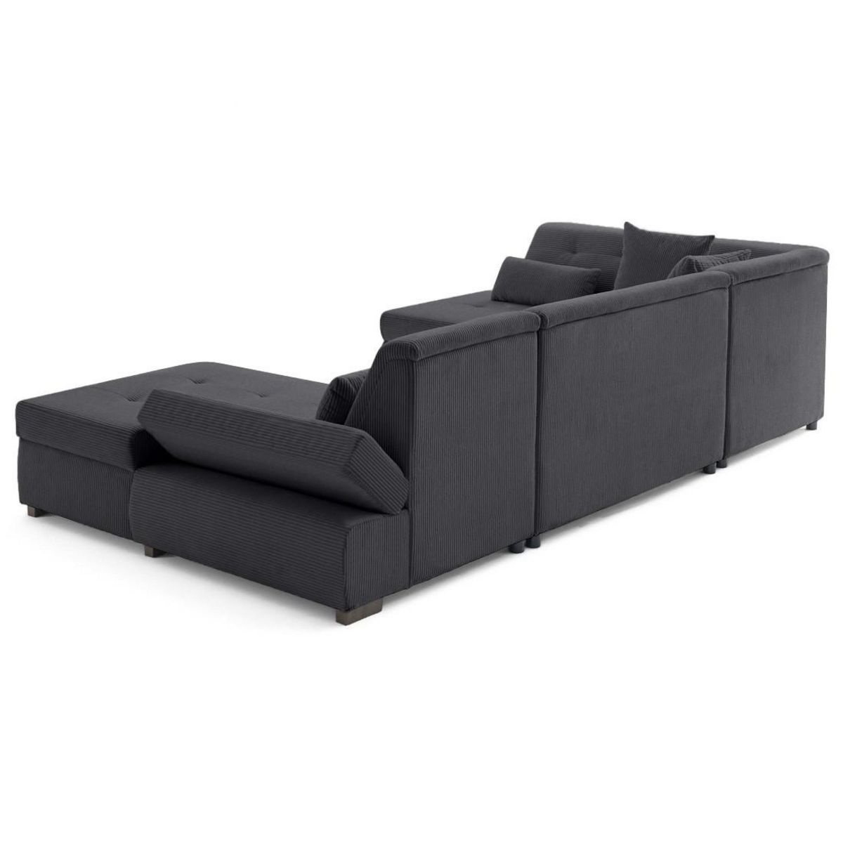 LISA DESIGN Vermont s - canapé panoramique d'angle gauche 7 places en velours côtelé