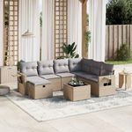 VIDAXL Salon de jardin avec coussins 8pcs melange beige resine tressee