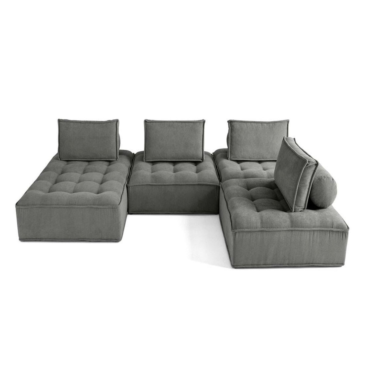 BEST MOBILIER Marisol - canapé panoramique modulable 7 places - velours texturé