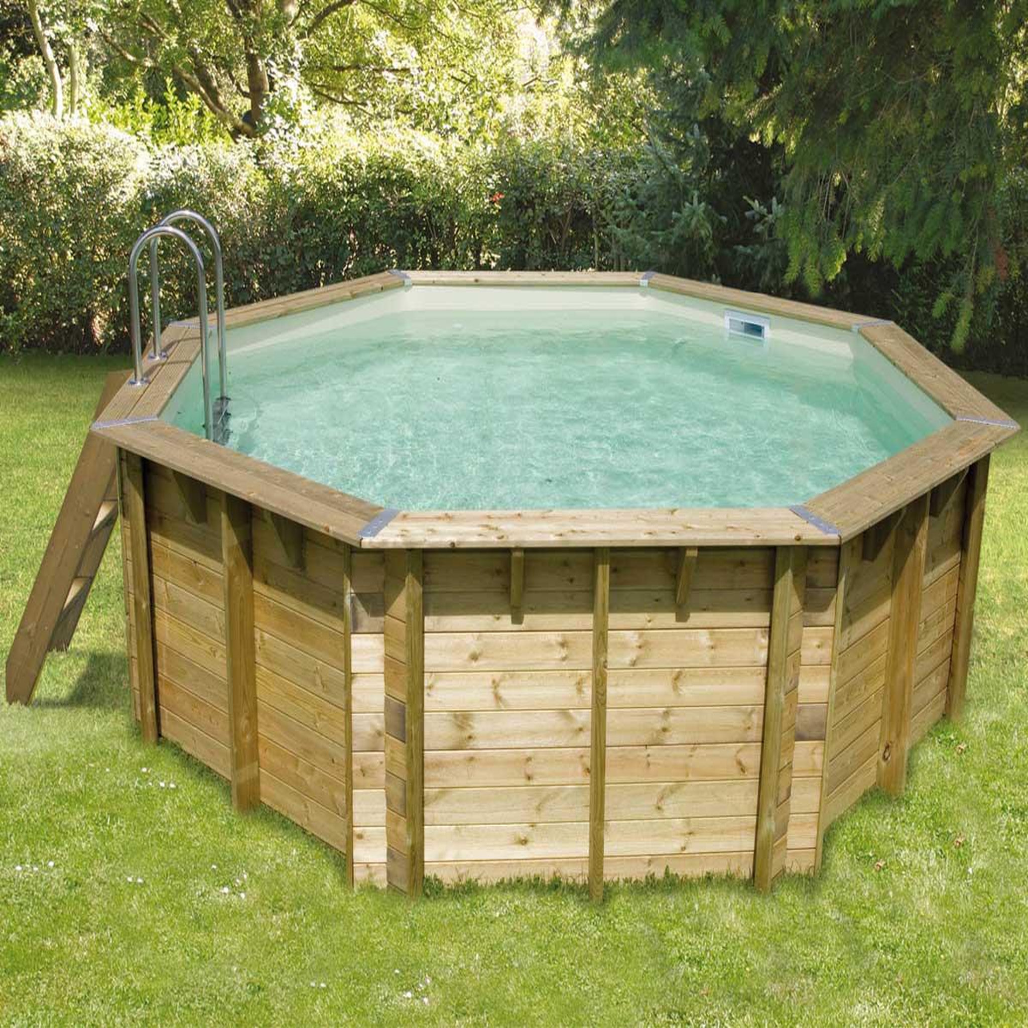 Voir la diapositive 6 : Ubbink Piscine bois Océa 4,30 x 1,20 m - Liner gris - Ubbink