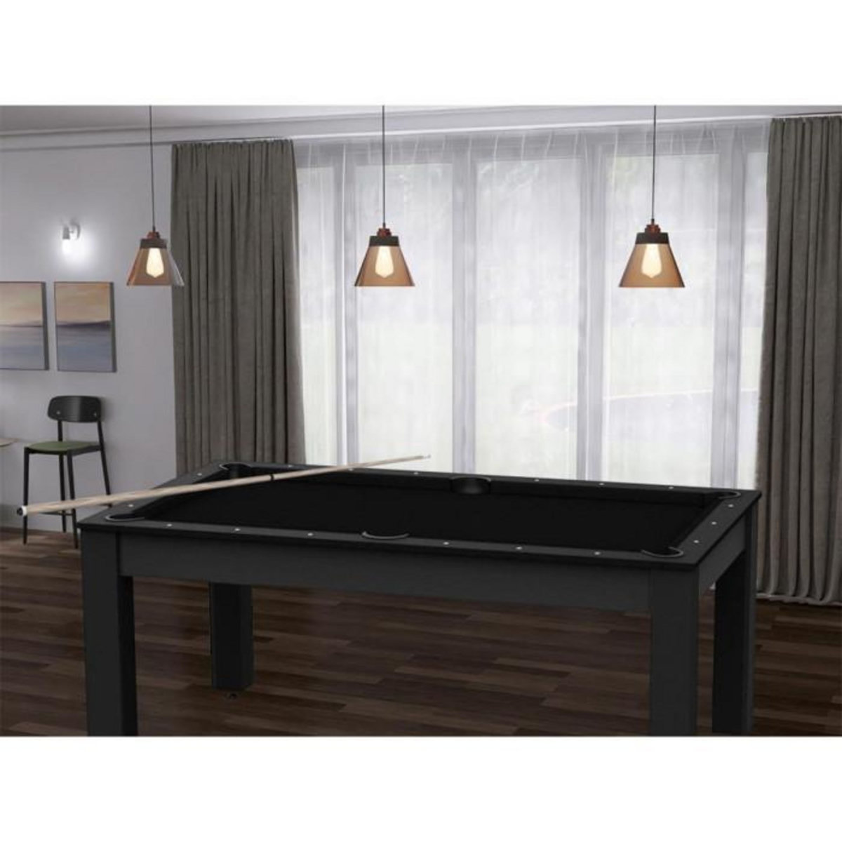 Paris Prix Table de Billard Convertible  Ohio  185cm Noir Grainé