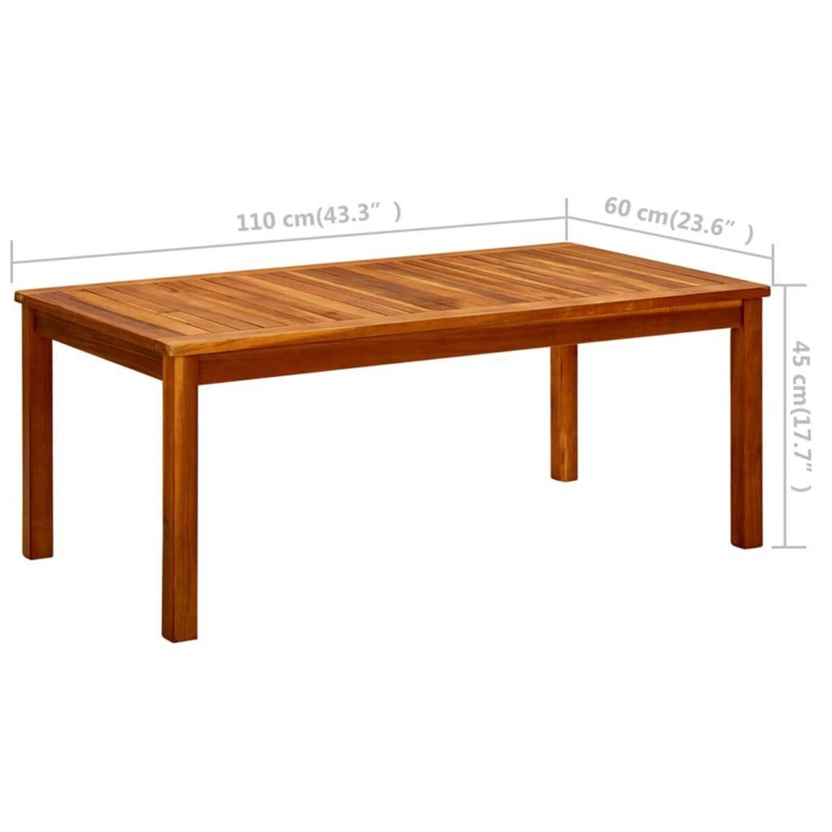 VIDAXL Table basse de jardin 110x60x45 cm Bois solide d'acacia