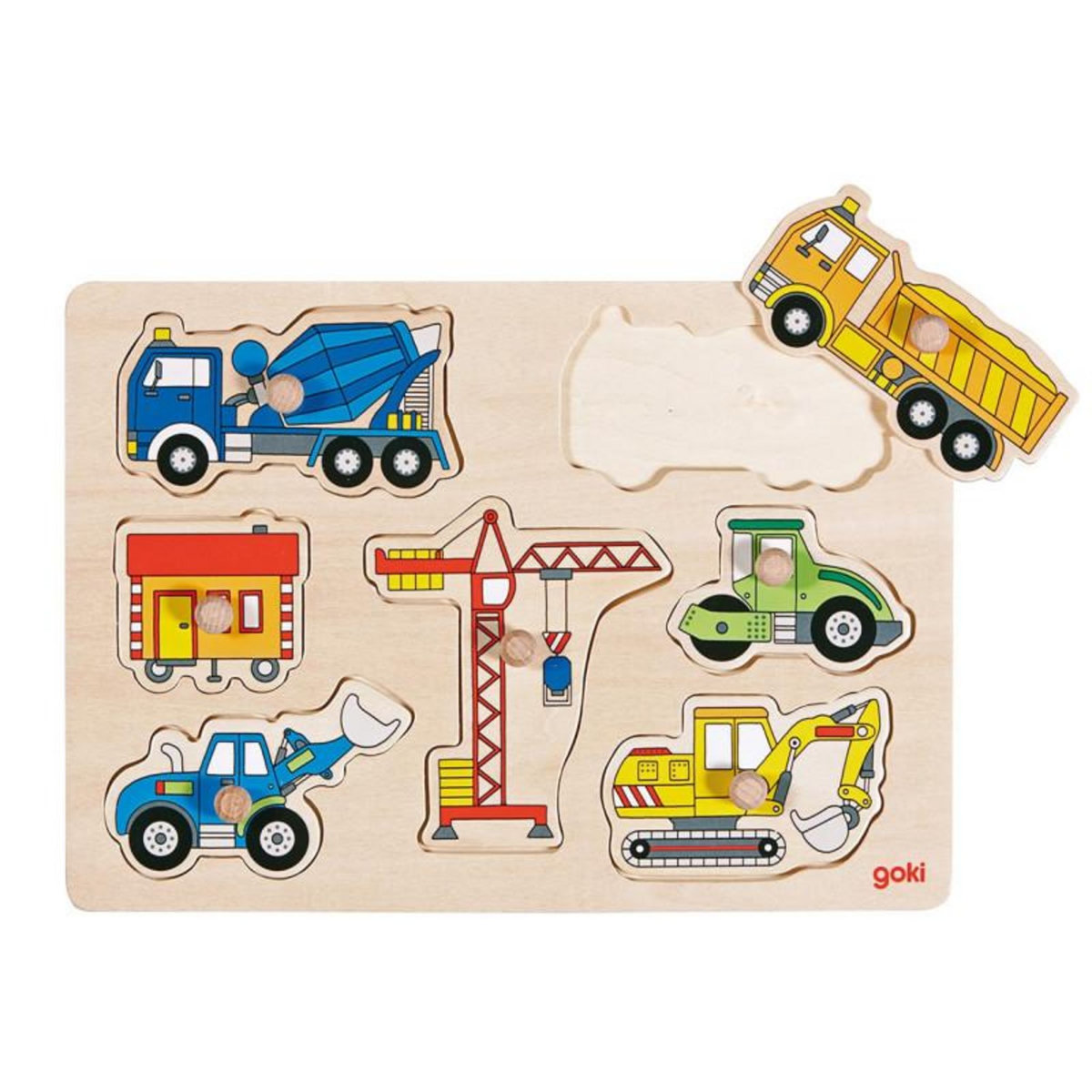 Goki GOKI Wooden Bubble Puzzle-Work Vehicles