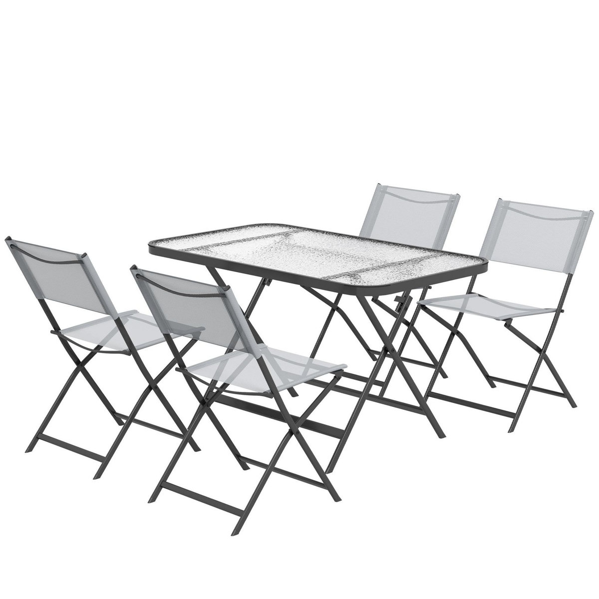 OUTSUNNY Ensemble salon de jardin 5 pièces pliables 4 chaises et table