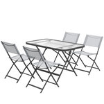 OUTSUNNY Ensemble salon de jardin 5 pièces pliables 4 chaises et table