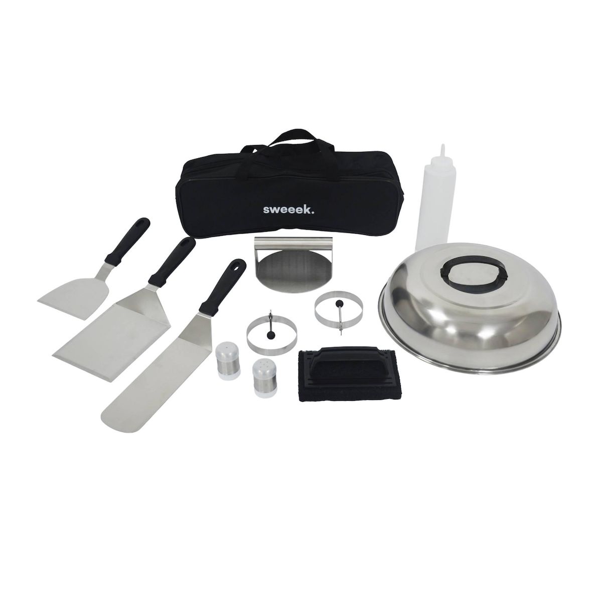 SWEEEK Plancha au gaz 4 feux. Porthos 4 brûleurs. 10 kW barbecue  grande plaque émaillée inox avec ustensiles