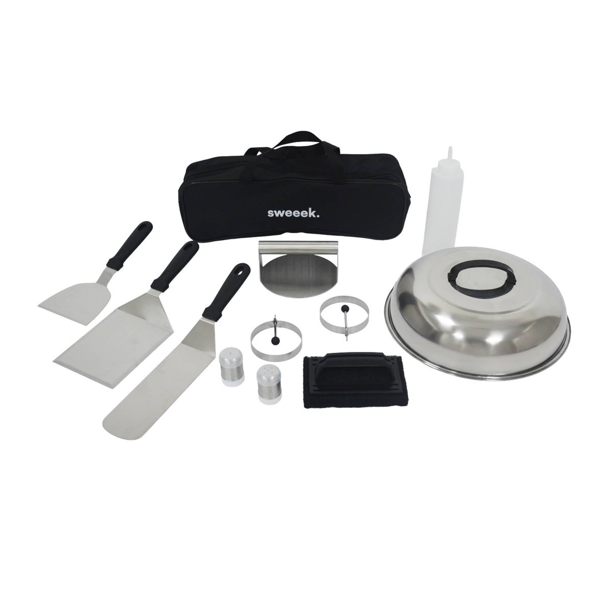 SWEEEK Plancha au gaz 4 feux. Porthos 4 brûleurs. 10 kW barbecue  grande plaque émaillée inox avec ustensiles