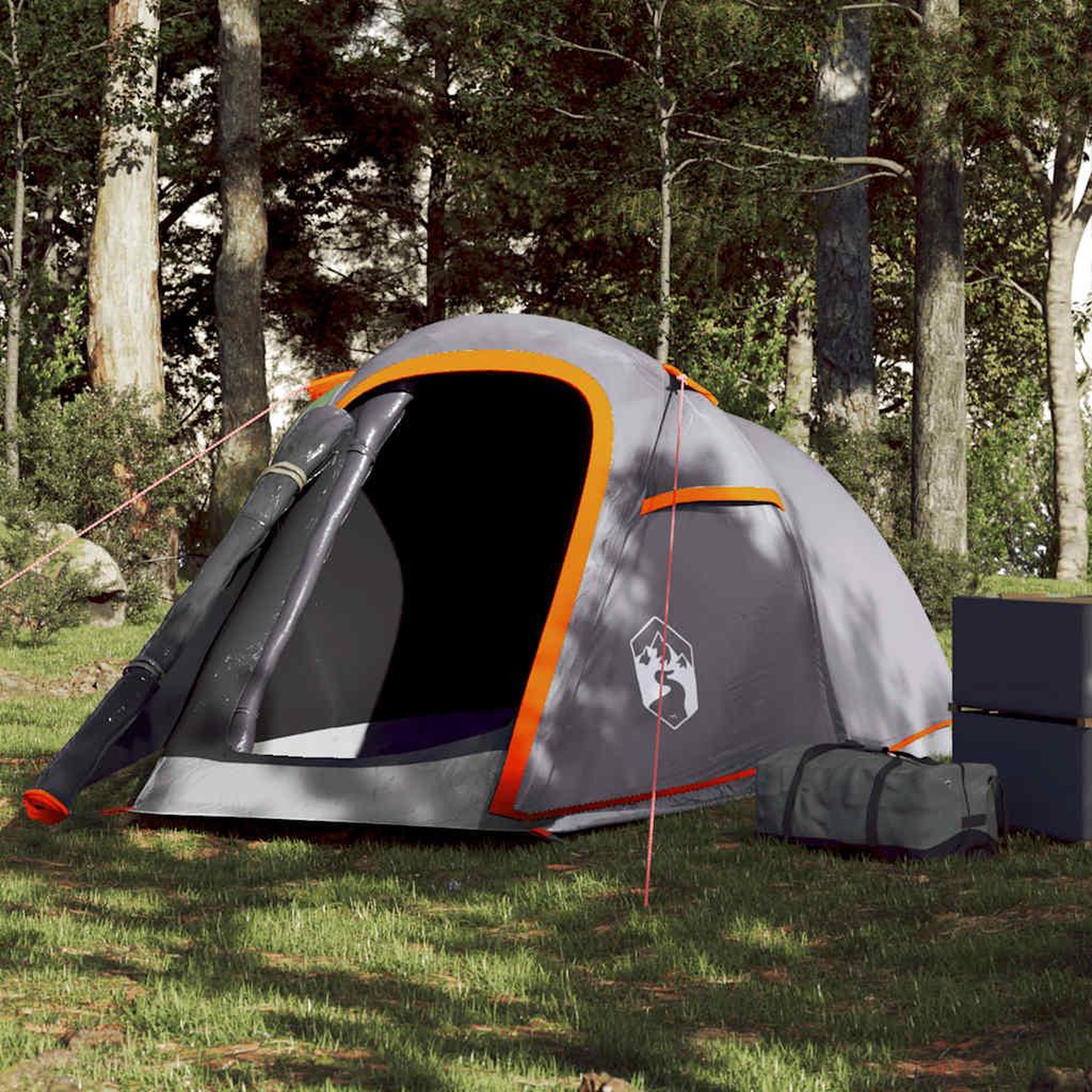 VIDAXL Tente de camping tunnel 2 personnes gris et orange impermeable