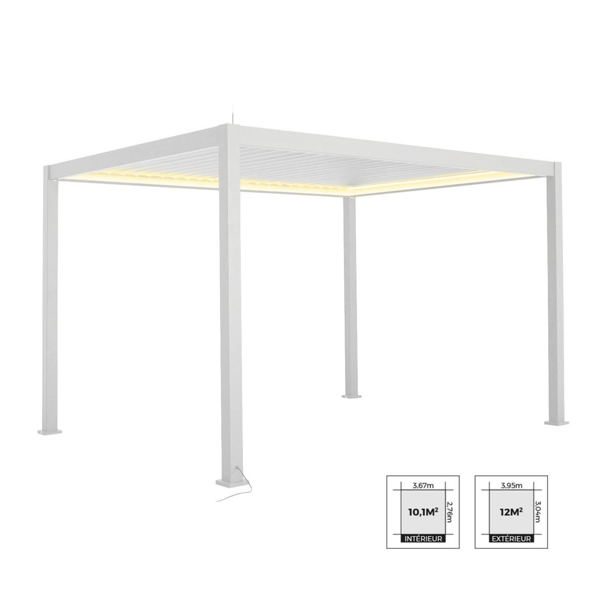 SWEEEK Pergola bioclimatique aluminium motorisée 4x3m avec éclairage LED Triomphe