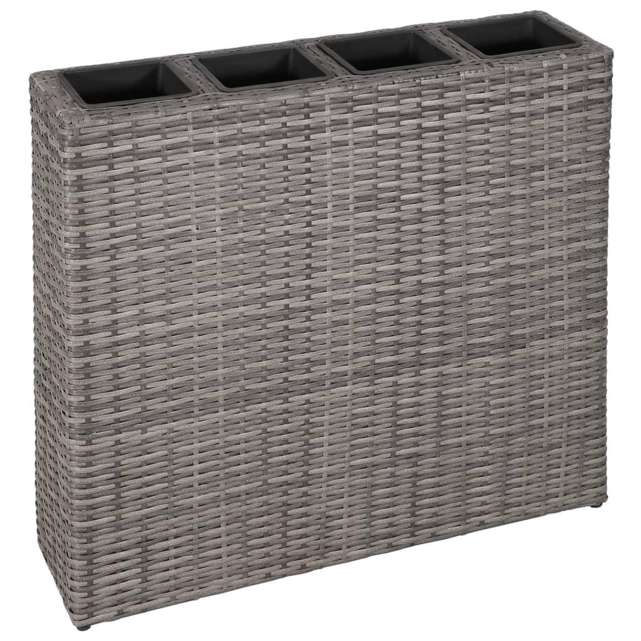Voir la diapositive 1 : VIDAXL Lit sureleve de jardin avec 4 pots Resine tressee Gris