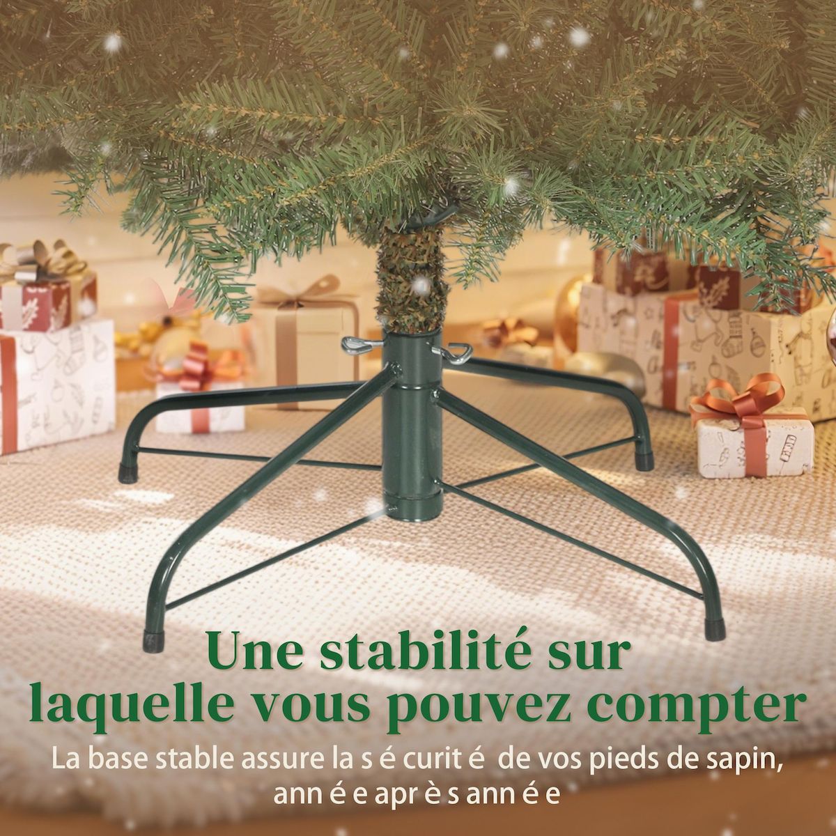 HOMCOM Sapin de Noël artificiel Ø110 x 180H cm 1687 branches épines imitation épicéa grand réalisme vert