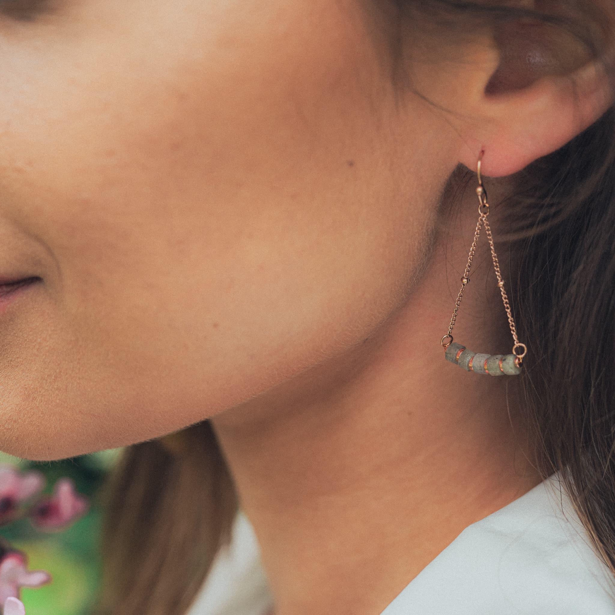 Voir la diapositive 2 : SLOYA Boucles d'oreilles Piana en pierres Labradorite