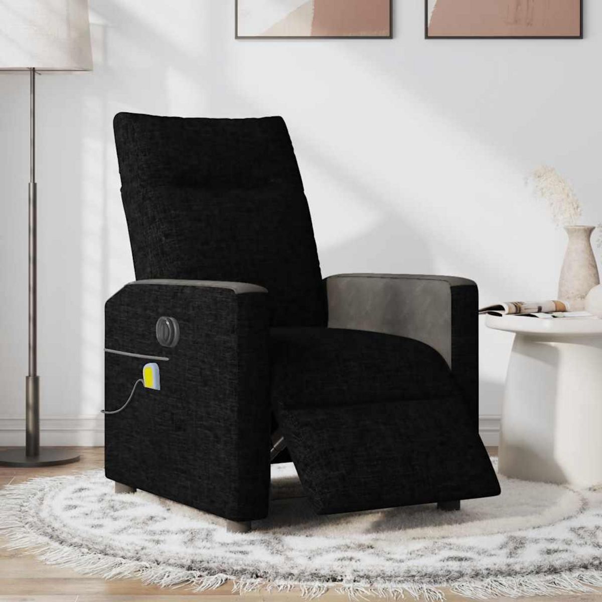 VIDAXL Fauteuil de massage inclinable electrique Noir Tissu