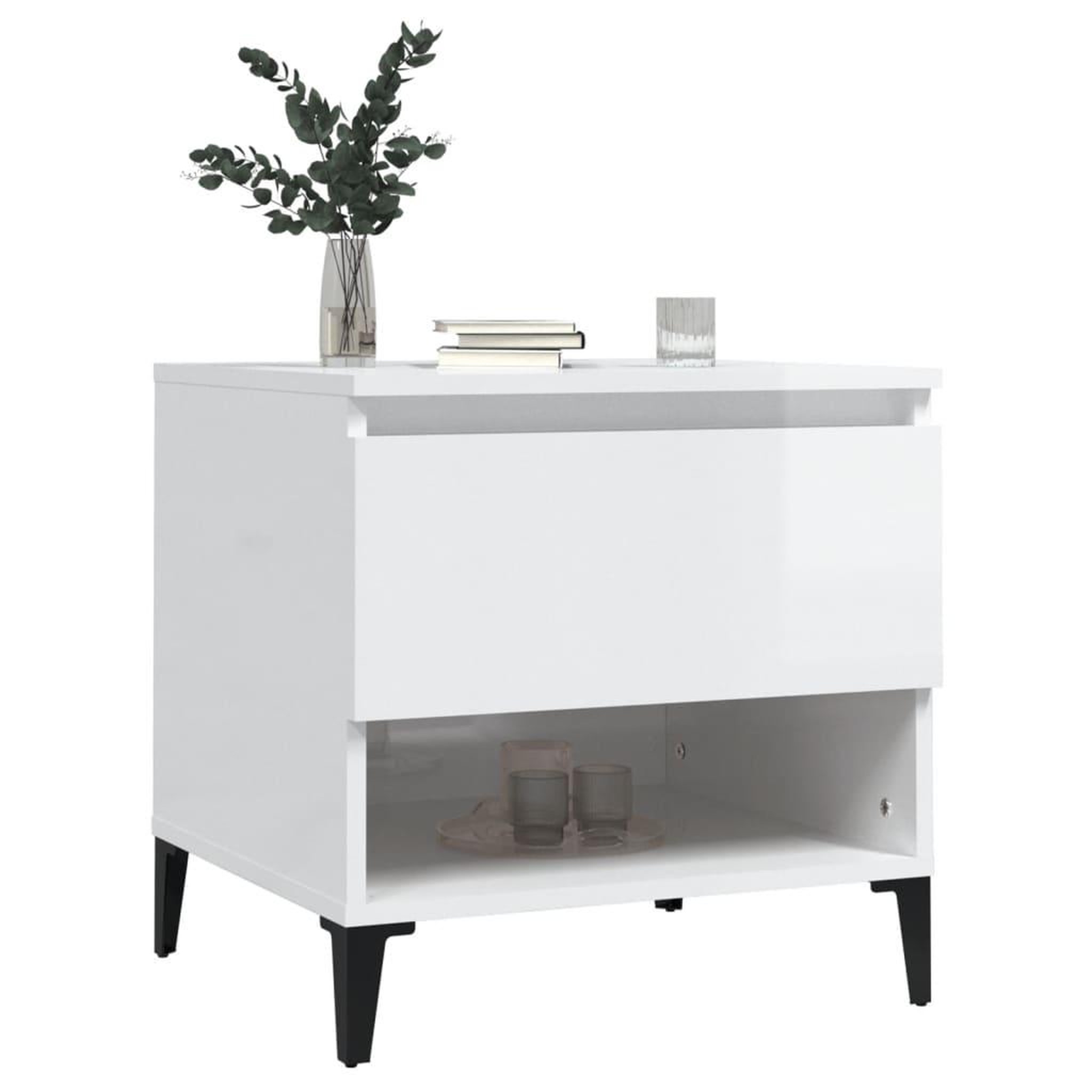 Voir la diapositive 4 : VIDAXL Tables d'appoint 2pcs Blanc brillant 50x46x50cm Bois ingenierie