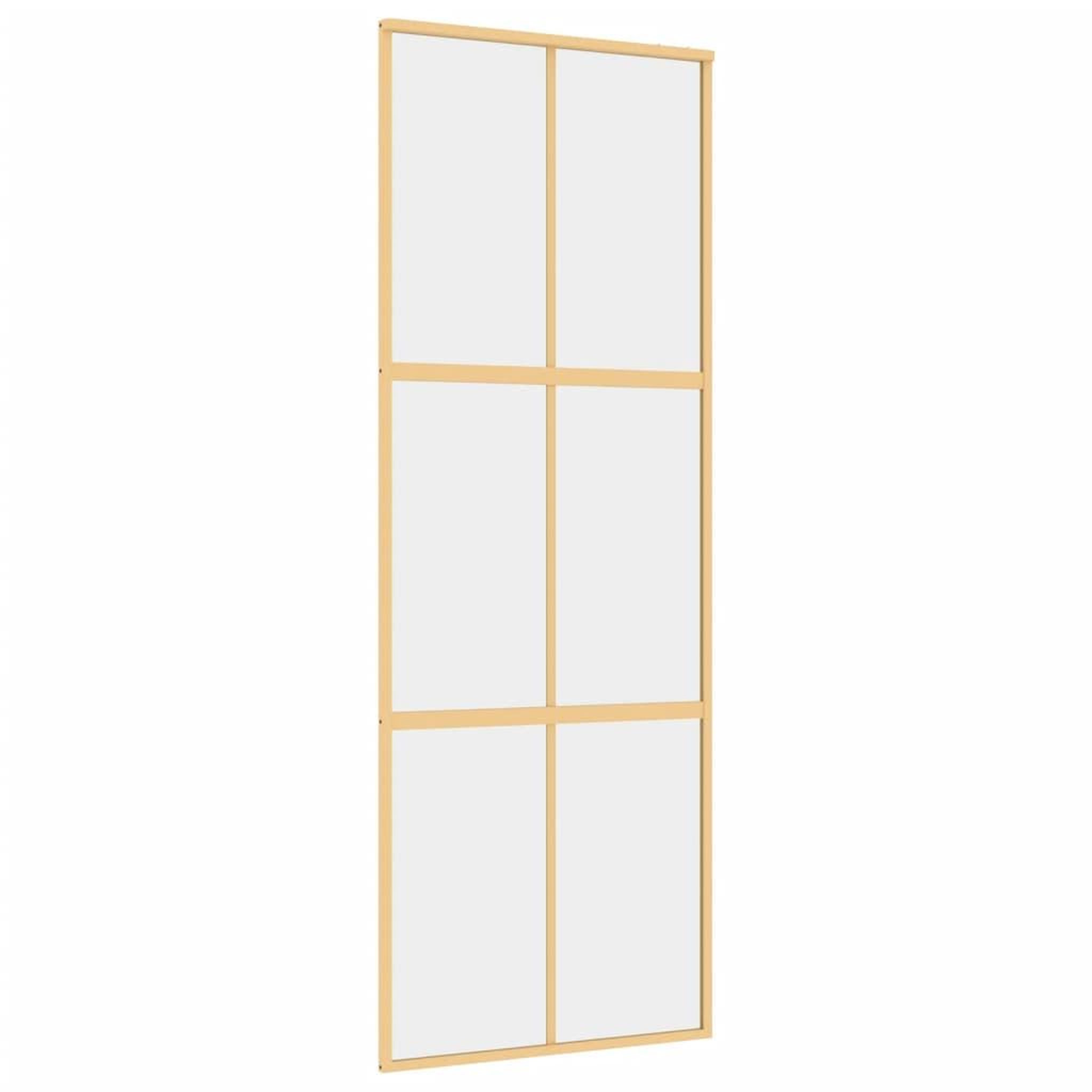 Voir la diapositive 2 : VIDAXL Porte coulissante dore 76x205 cm verre ESG clair et aluminium
