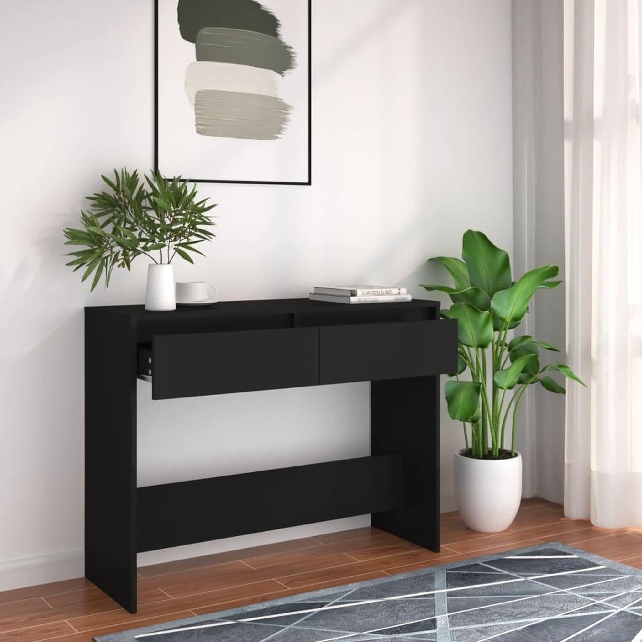 Voir la diapositive 1 : VIDAXL Table console noir 100x35x76,5 cm bois d'ingenierie