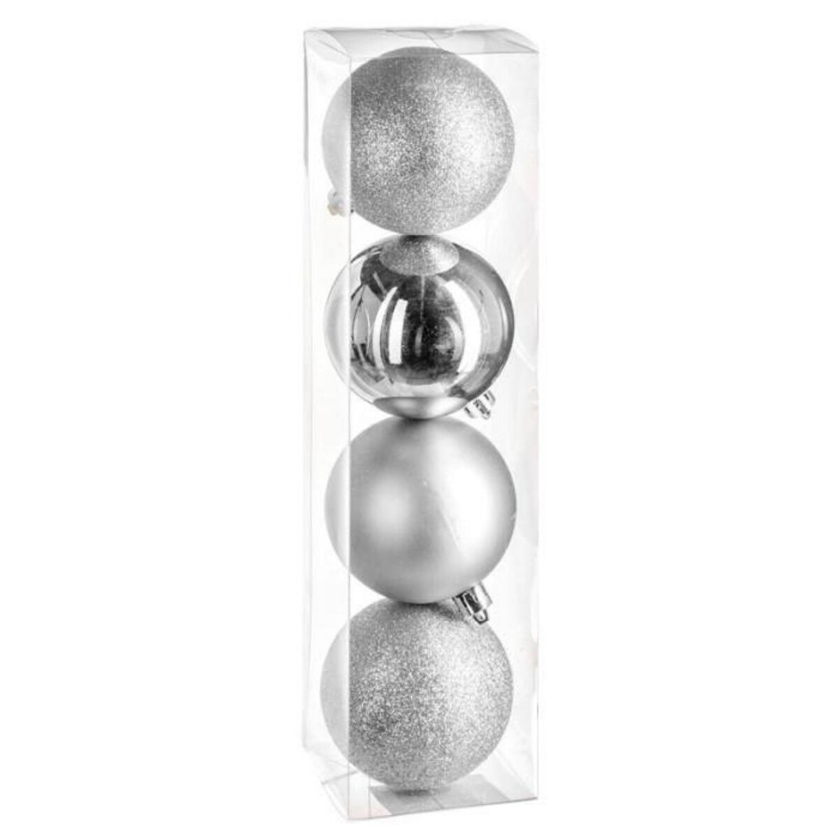 FEERIC LIGHT & CHRISTMAS Lot de 4 Boules de Noël  Colorama  8cm Argent