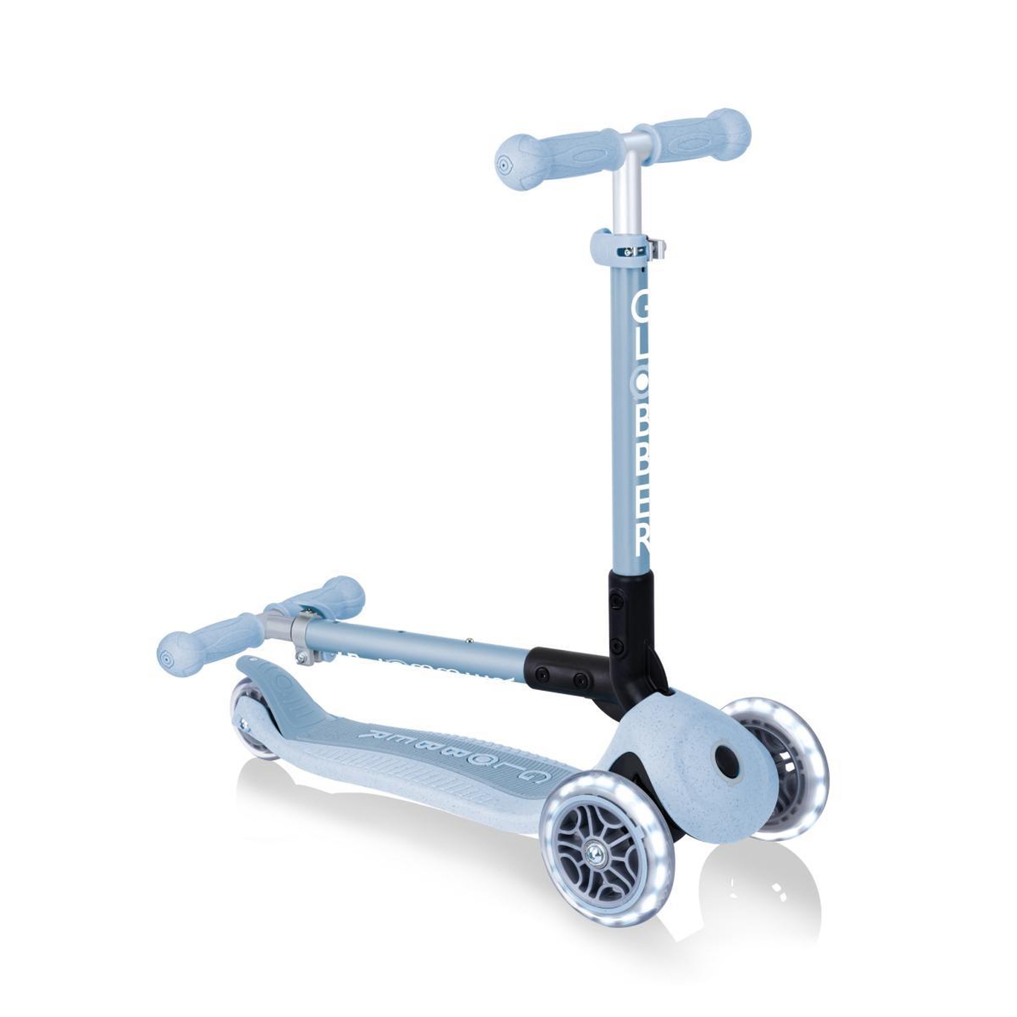 Voir la diapositive 2 : Globber Junior Foldable Ecologic Lights (White Leds) ( Finition Paille De Blé ) Bleu Cassis