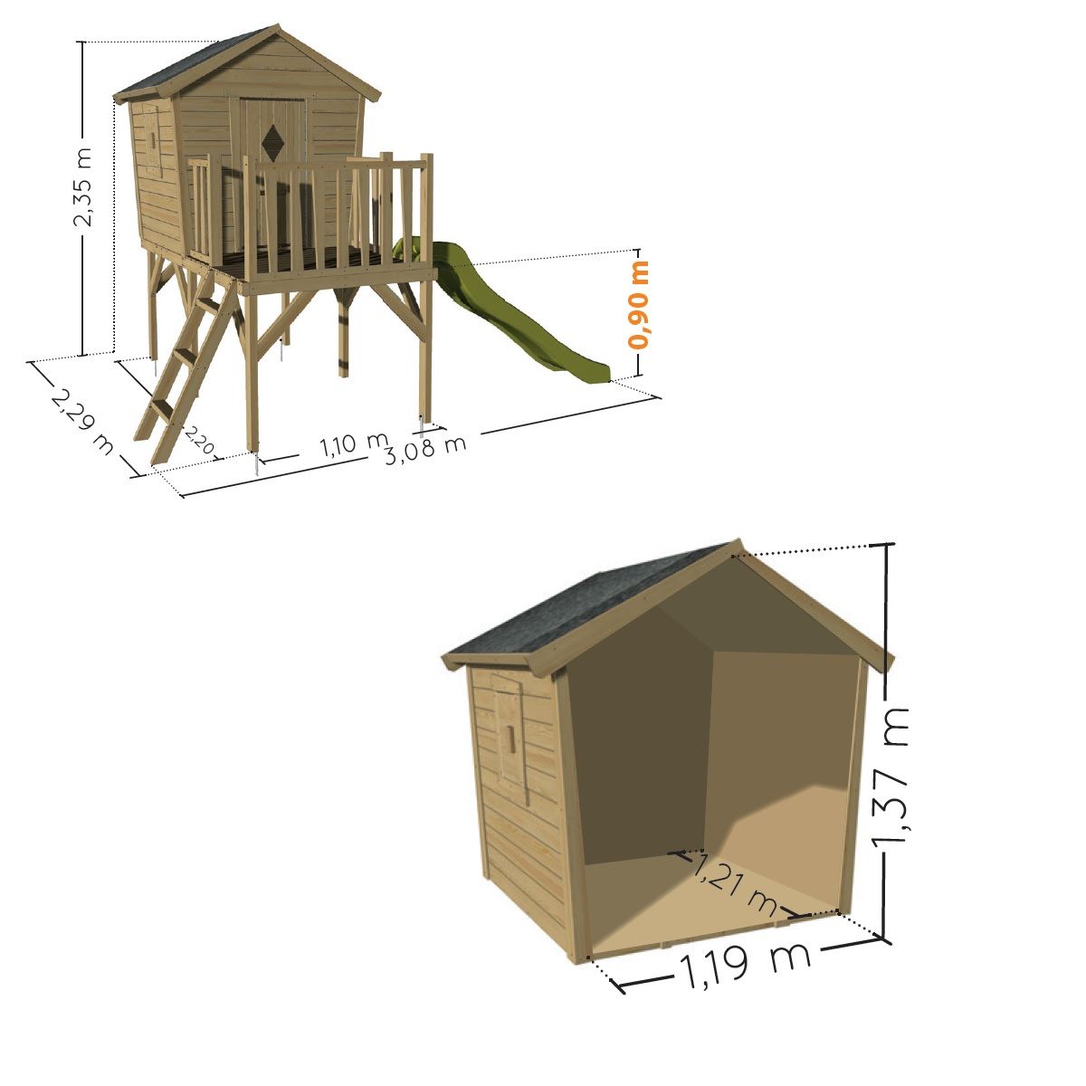 Soulet Maison enfant MORGANE avec pilotis et toboggan