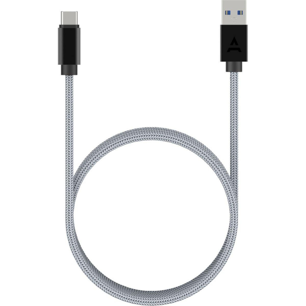 ADEQWAT Câble USB C vers USB 2M tressé Gris
