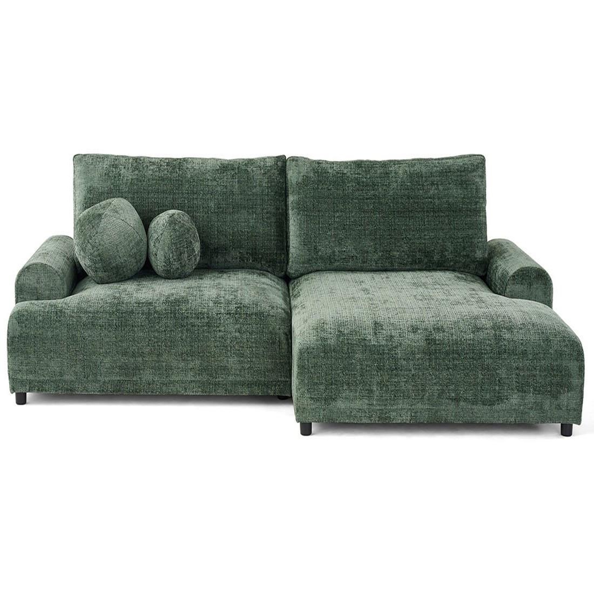Voir la diapositive 1 : BEST MOBILIER Nelly - canapé d'angle droit 4 places convertible avec coffre en velours texturé
