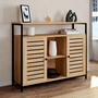 Voir la diapositive 2 : ID MARKET Buffet 2 portes persiennes 100 cm HALIFAX design industriel