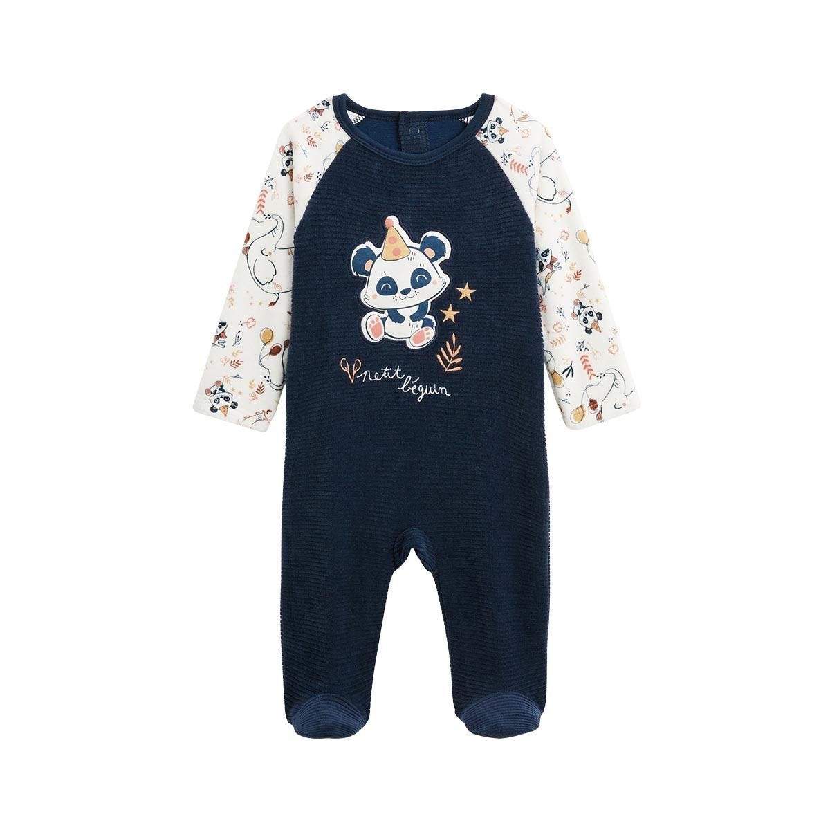 Petit Béguin Pyjama bébé en velours Cirque d'automne