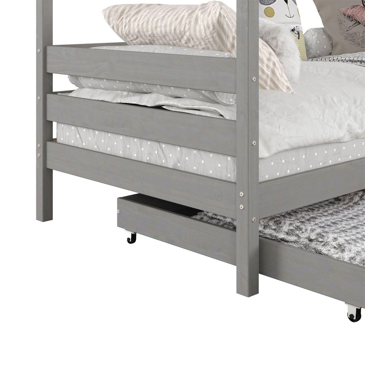 IDIMEX Lit cabane CLIA 90 x 190 cm avec tiroirs, en pin massif