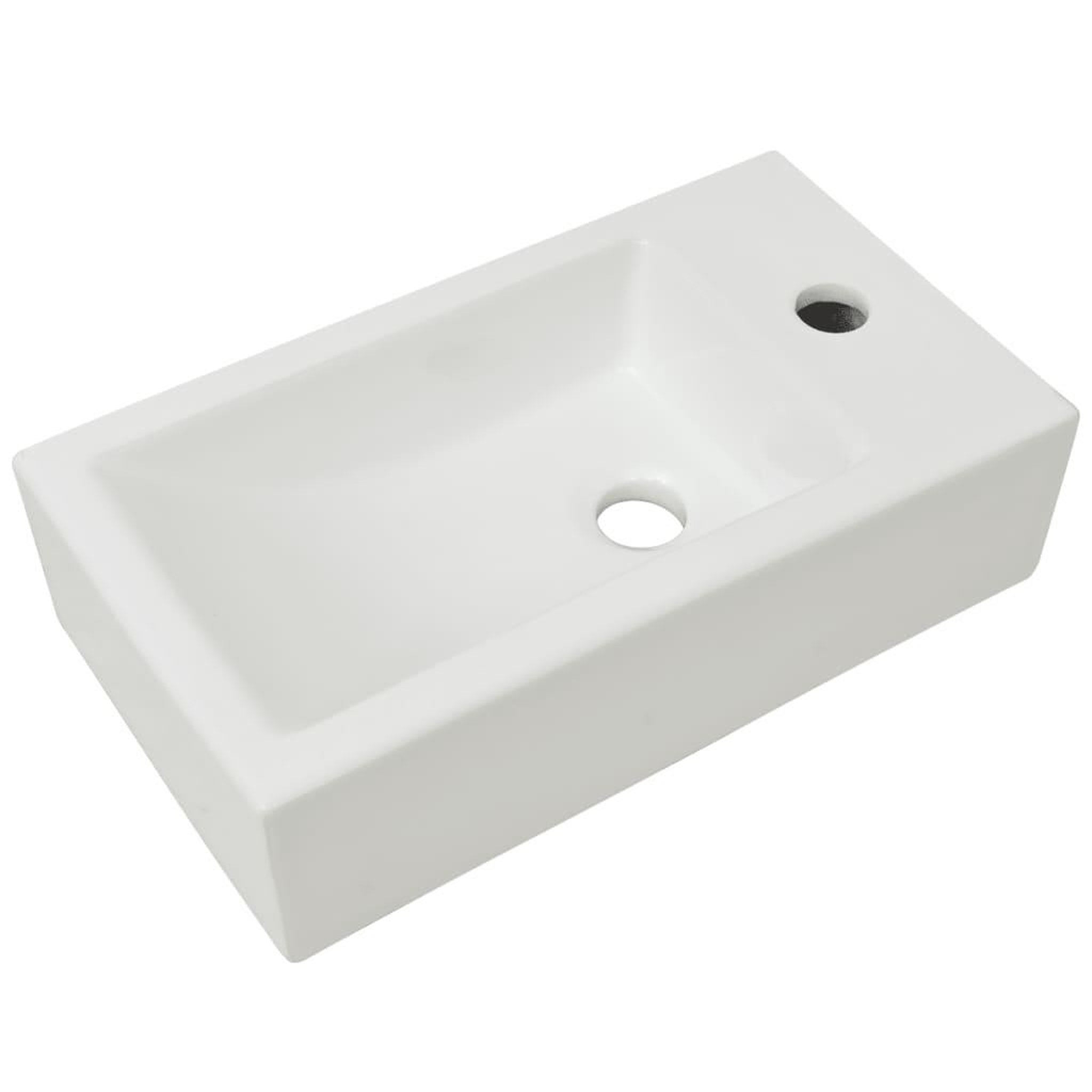 Voir la diapositive 2 : VIDAXL Vasque + trou de robinet Ceramique Blanc 46 x 25,5 x 12 cm