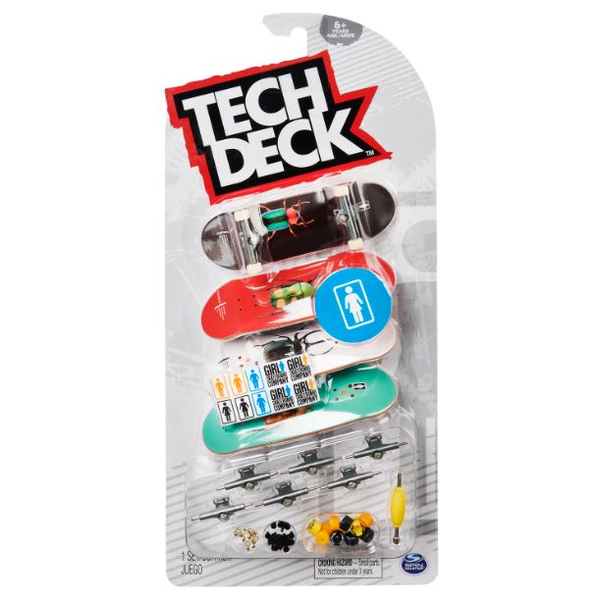 Voir la diapositive 1 : SPIN MASTER Finger Skate - Tech Deck - Paquet de 4 patins à doigts Girl