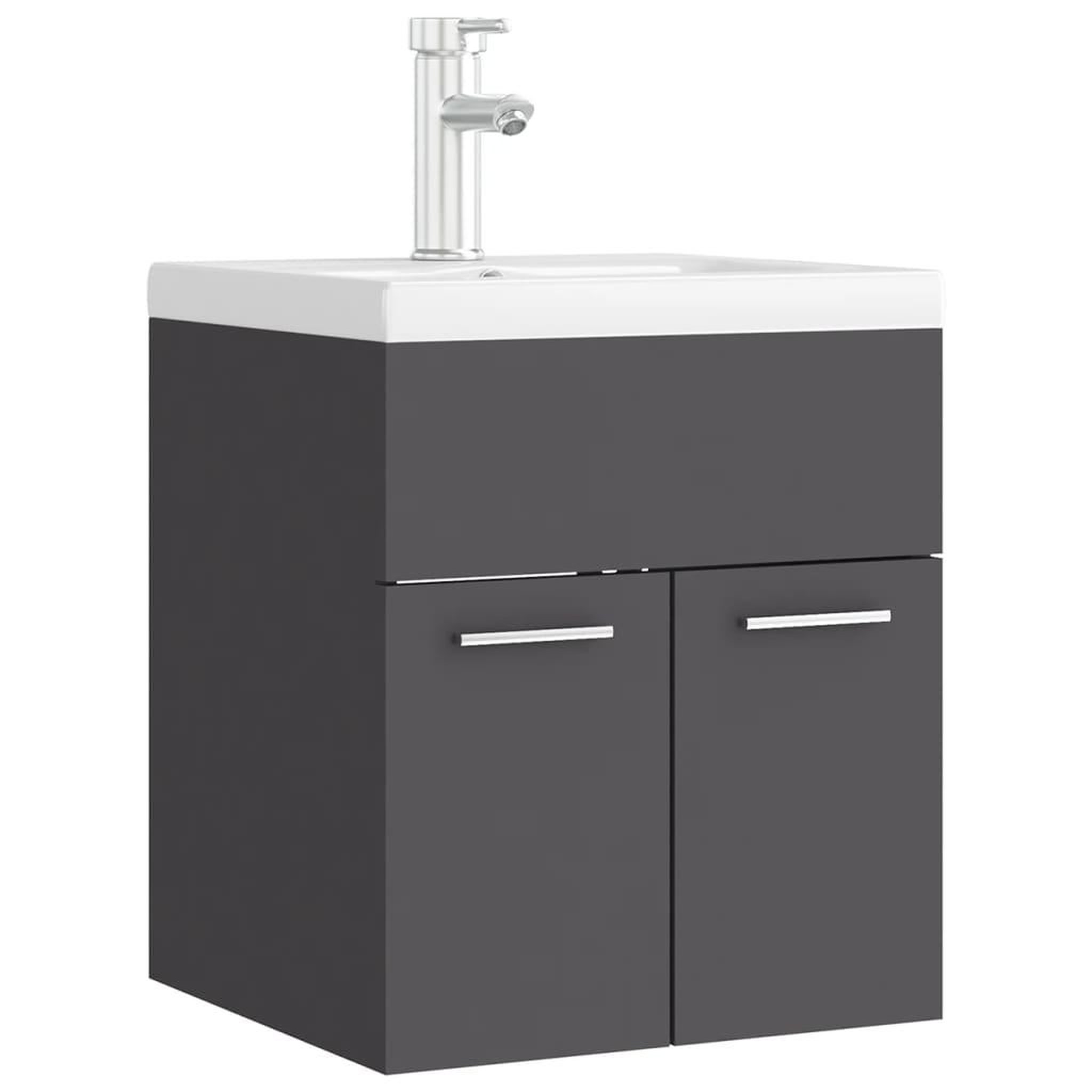 Voir la diapositive 2 : VIDAXL Armoire d'evier avec lavabo integre gris bois d'ingenierie