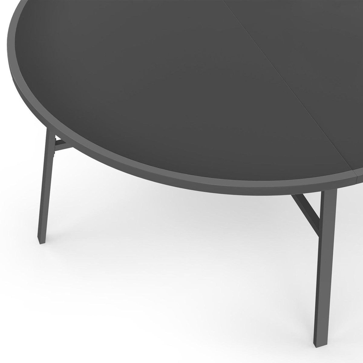 ID MARKET Salon de jardin MADRID table ronde 120 CM et 6 chaises empilables gris anthracite
