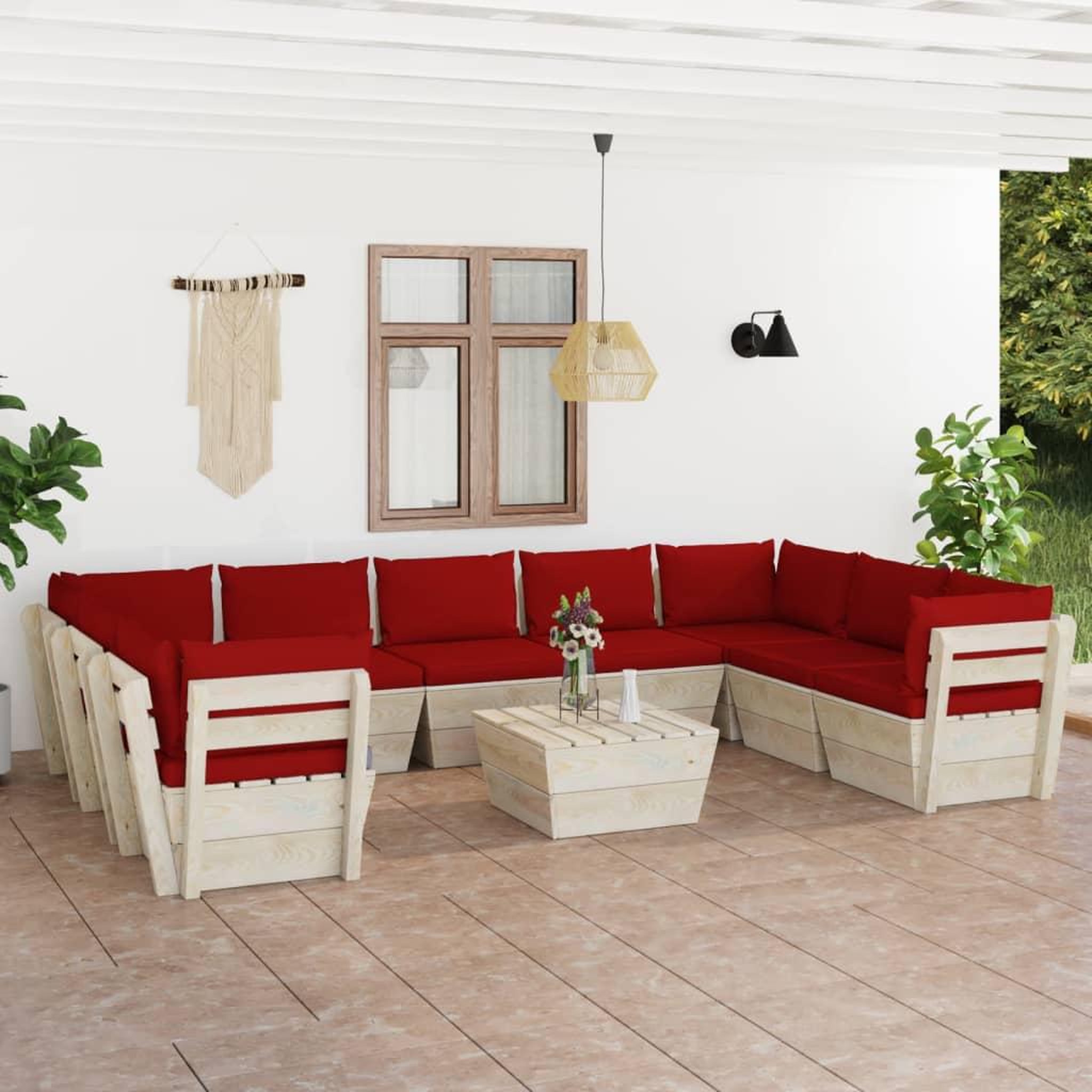 Voir la diapositive 1 : VIDAXL Salon de jardin palette 10 pcs avec coussins bois d'epicea