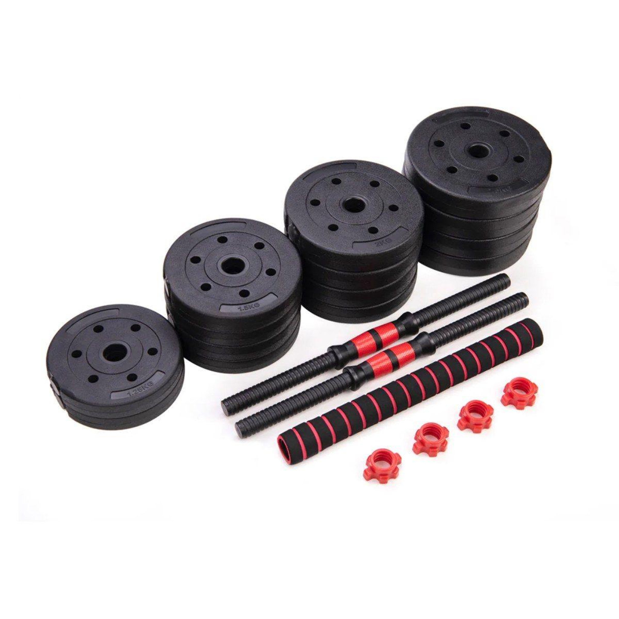 Voir la diapositive 3 : DE FAUGERES Haltères modulables 2 en 1  extension  60cm noir