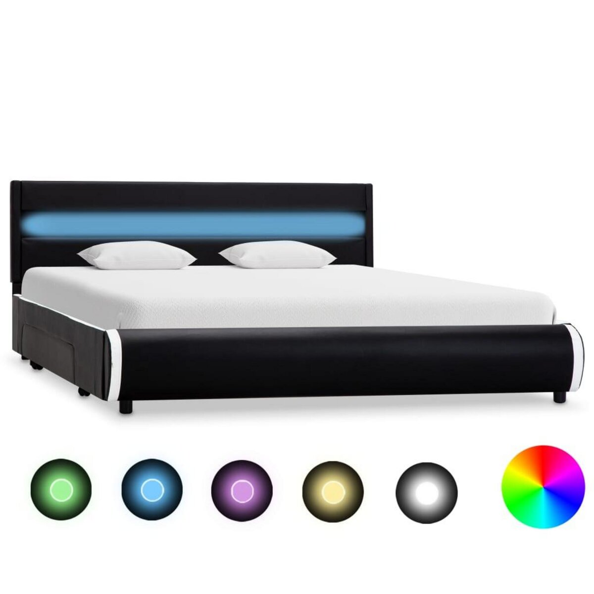 VIDAXL Cadre de lit avec LED Noir Similicuir 120 x 200 cm