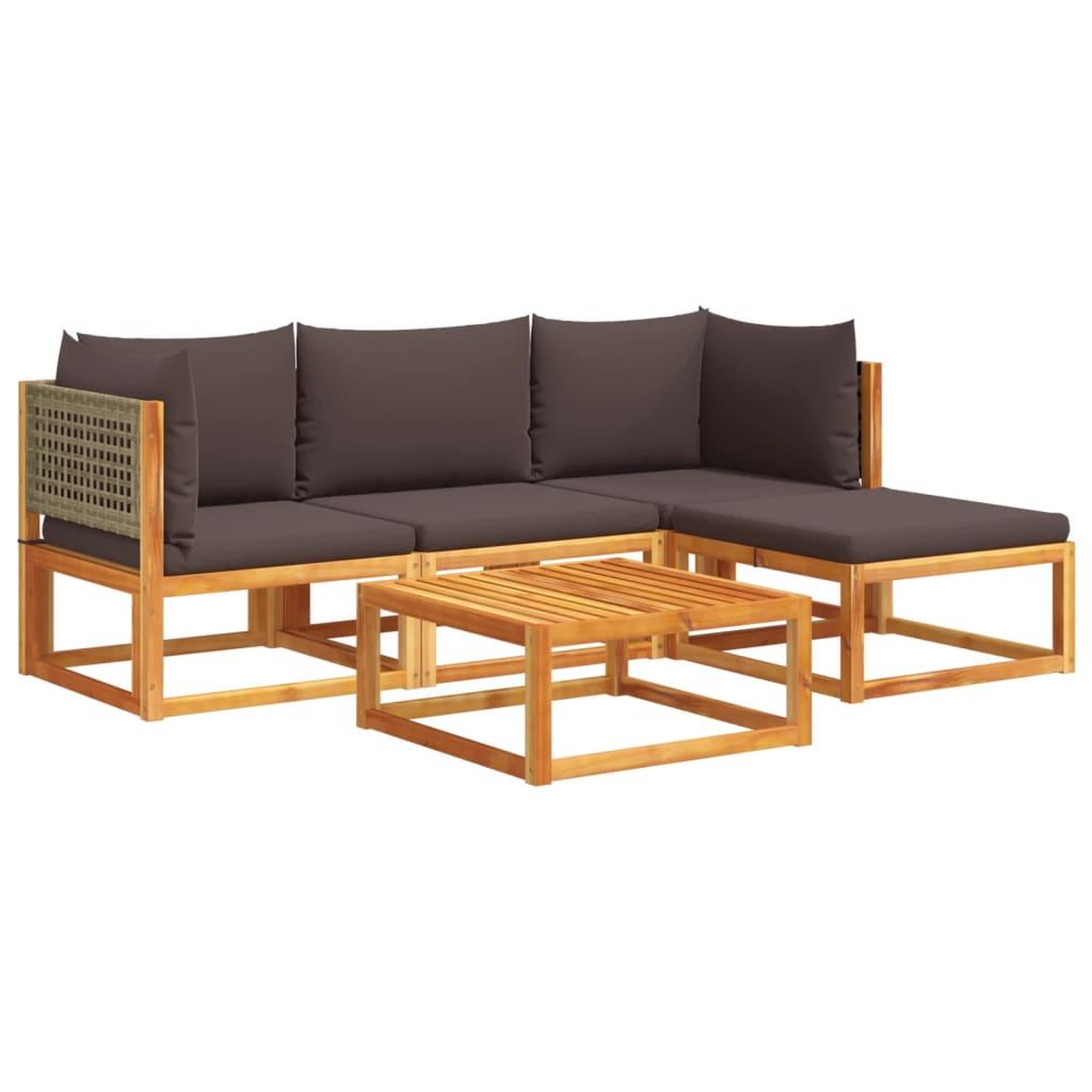 Voir la diapositive 2 : VIDAXL Salon de jardin avec coussins 5 pcs Bois d'acacia solide