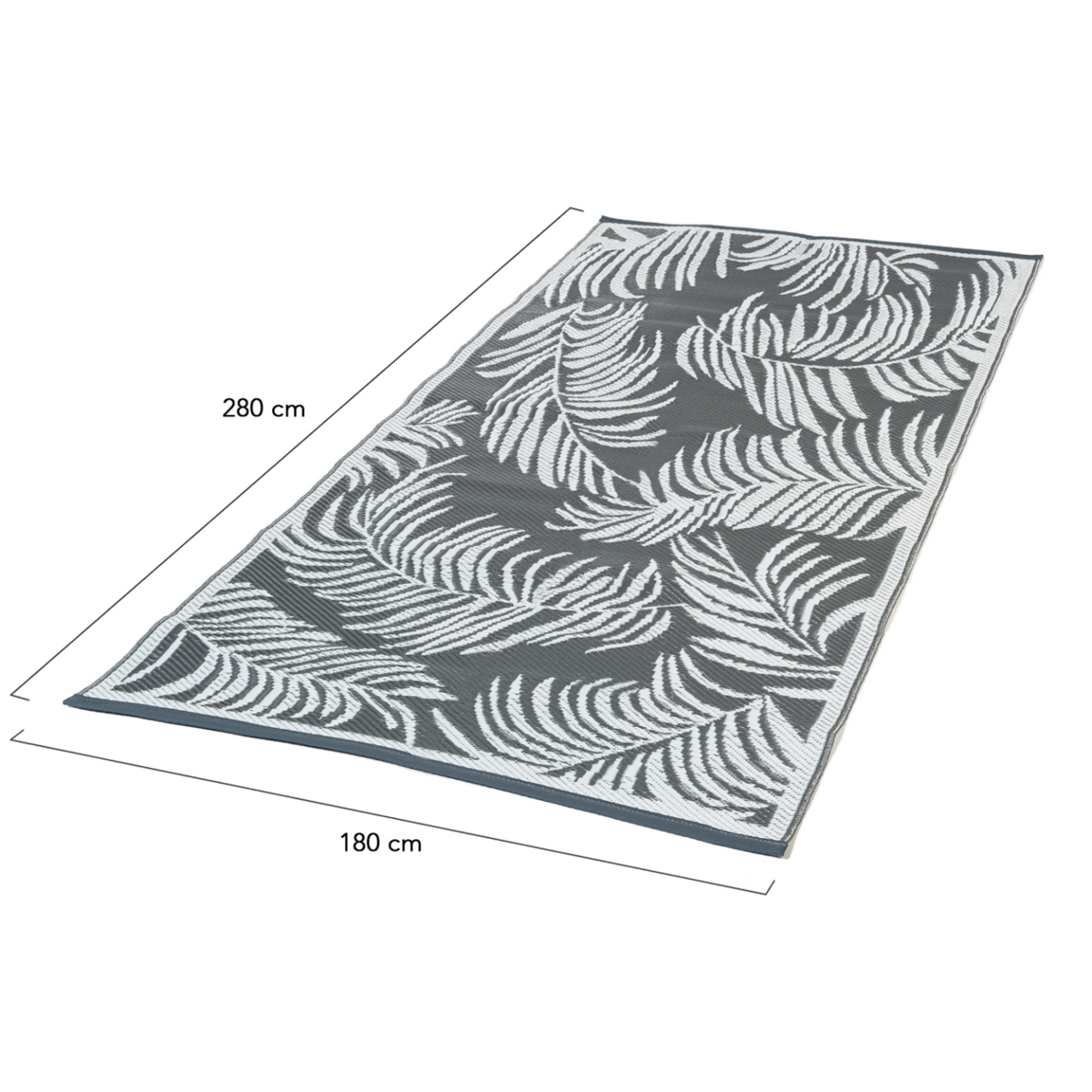 ID MARKET Tapis extérieur COCO tropical gris et blanc 180 x 280 CM