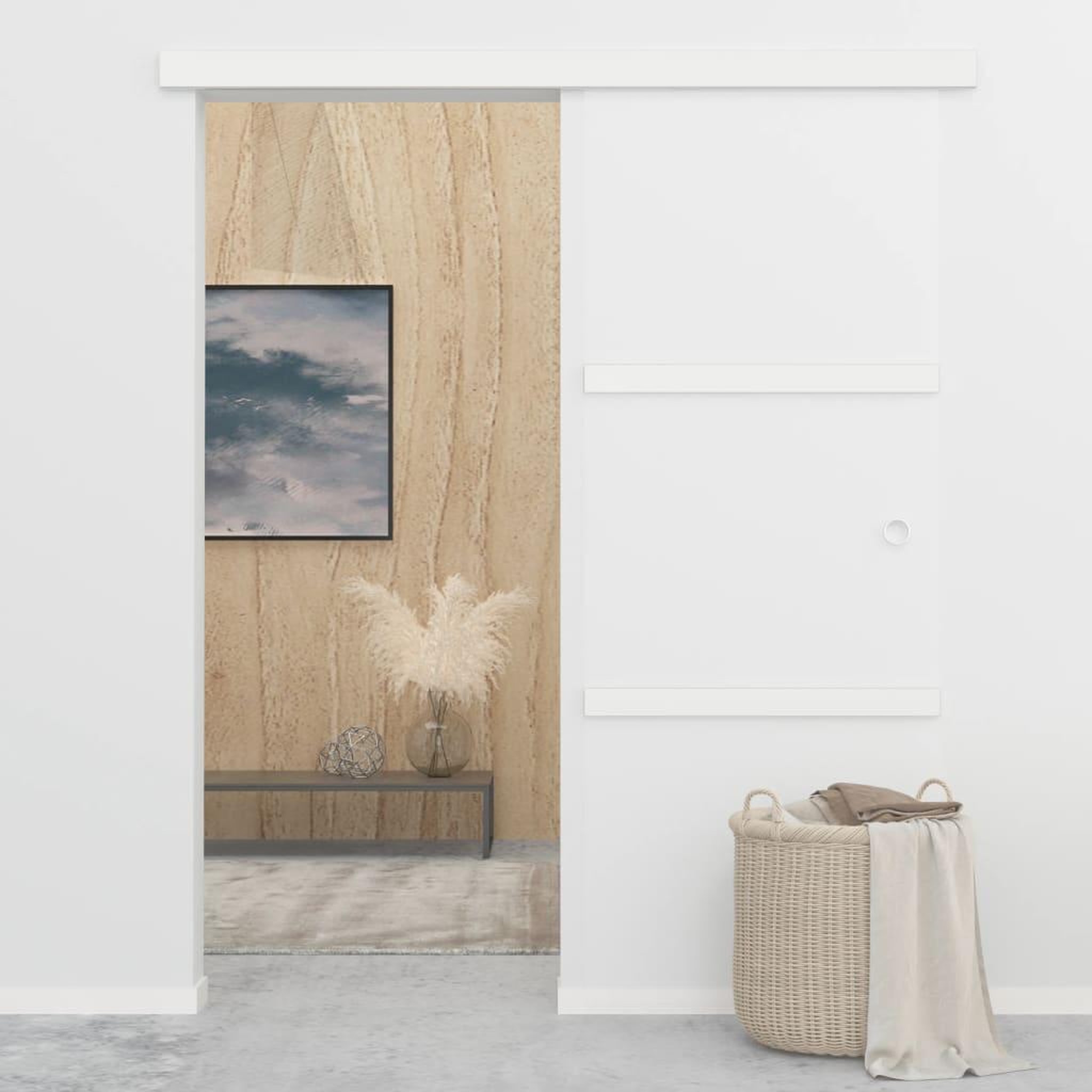 Voir la diapositive 3 : VIDAXL Porte coulissante a butees Verre ESG et aluminium 76x205 cm