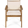 Voir la diapositive 4 : ID MARKET Salon de jardin bas JAKARTA 4 places en acacia avec canapé, fauteuils, table et coussins beige