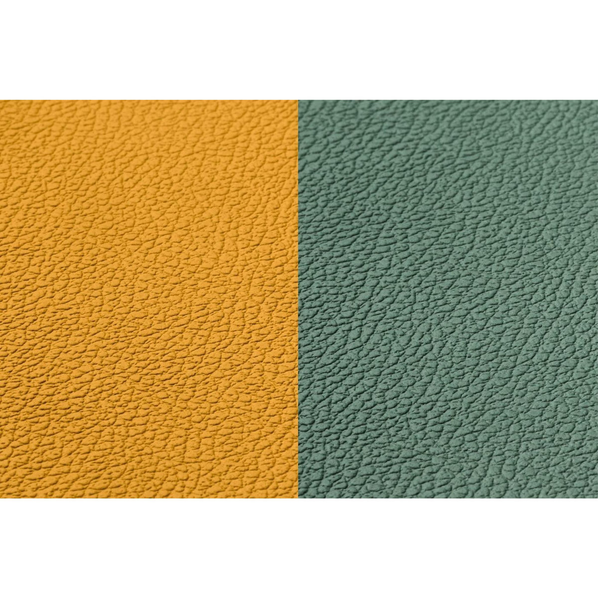 BJORN Set de table curve réversible - 6 pièces - Cuir recyclé jaune moutarde et vert sapin