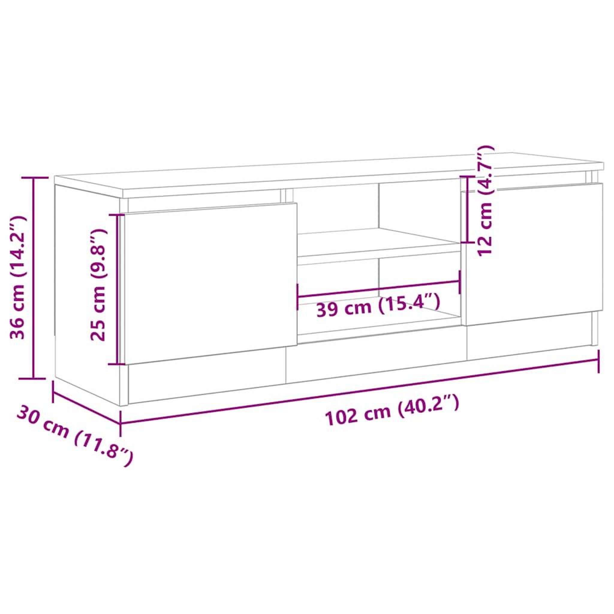 Voir la diapositive 6 : VIDAXL Meuble TV vieux bois 102x30x36 cm bois d'ingenierie